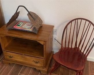 Ethan Allen Shelf, Gorgeous Decorative Rocker, And Copper Magazine Holder