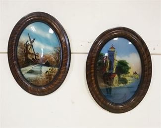 1022	PAIR OF OVAL REVERSE PAINTED GLASS PAINTINGS, SOME PAINT LOSS, APPROXIMATELY 19 IN X 25 IN
