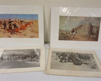 1070	LOT OF 4 FREDRICK REMINGTON PRINTS, ILLUSTRATIONS, LARGEST APPROXIMATELY 20 IN X 28 IN OVERALL
