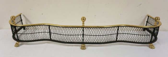 1087	BRASS CLAW FOOT FIREPLACE FENDER, APPROXIMATELY 49 IN X 10 IN HIGH

