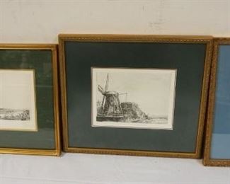 1099	LOT OF 3 ENGRAVINGS, 2 OF DUTCH WINDMILLS, LARGEST APPROXIMATELY 13 IN X 16 IN
