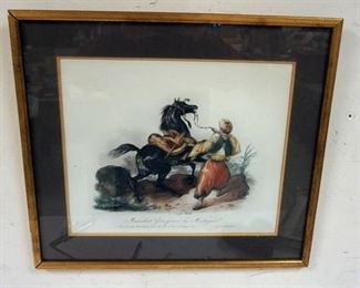 1135	PRINT OF MIDDLE EASTERN MAN WITH HORSE, APPROXIMATELY 21 IN X 19 IN
