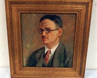 1137	OIL PAINTING ON CANVAS PORTRAIT OF GENTLEMAN, APPROXIMATELY 27 IN X 28 IN OVERALL
