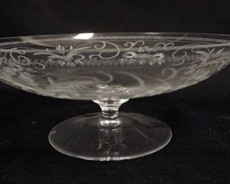 1145	ELEGANT WHEEL CUT GLASS COMPOTE, APPROXIMATELY 10 1/4 IN X 4 IN H
