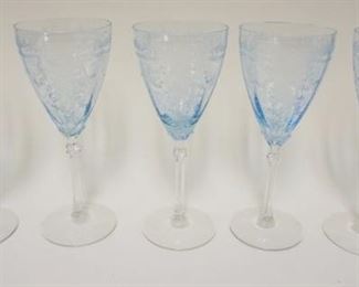 1151	LOT OF 5 BLUE CUT TO CLEAR ELEGANT STEMWARE, APPROXIMATELY 8 1/4 IN H
