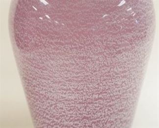 1160	PINK SPATTER ART GLASS VASE, APPROXIMATELY 15 IN H
