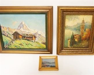 1240	OIL PAINTING ON BOARD, LOT OF 3, LARGEST APPROXIMATELY 10 IN X 11 IN
