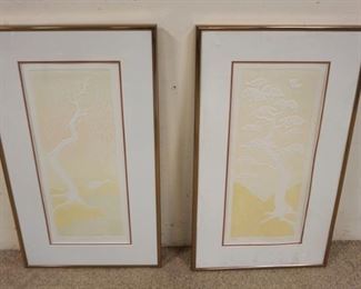 1241	2 RELIEF ARTWORK OF TREES, EASTERN PINE AND WEEPING WILLOWS, SIGNED AND NUMBERED, APPROXIMATELY 17 1/4 IN X 32 IN OVERALL
