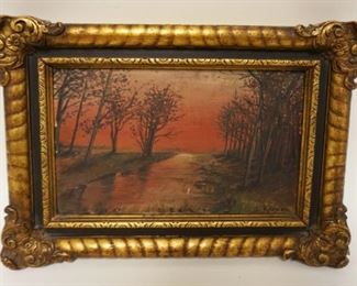1256	OIL PAINTING ON BOARD, LANDSCAPE, SIGNED. APPROXIMATELY 10 IN X 13 IN
