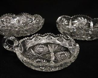 1268	GUT GLASS LOT, 2 8 IN X 2 1/4 IN BOWLS AND NAPPY
