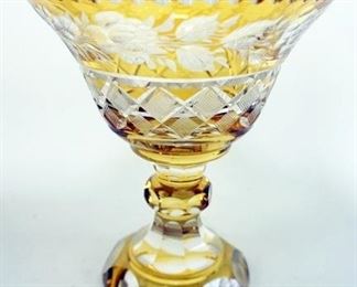1286	AMBER CUT TO CLEAR VASE WITH GOUND AND POLISHED BASE, APPROXIMATELY 7 1/2 IN H
