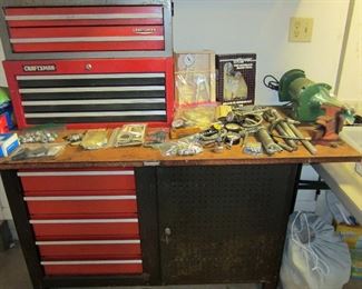 Two tools boxes and a work bench