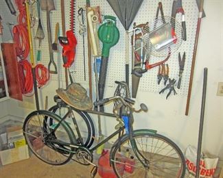 Vintage bicycle and miscellaneous tools