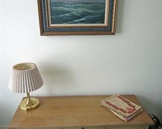 Cabinet and signed oil painting