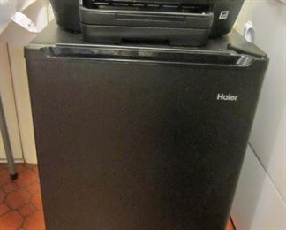 Small refrigerator and HP Envy Photo 7855 printer