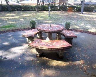 Concrete patio bench