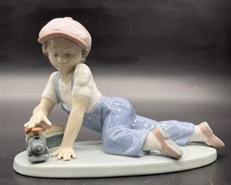 Lladro Porcelain Figurine All Aboard, Boy w/ Train