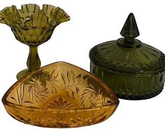 Amber Green Glass Decor