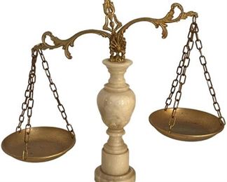 Brass Alabaster Scales of Justice