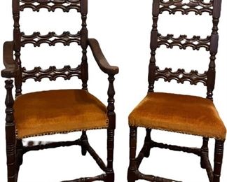 Eight Walnut Chairs From Spain
