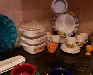 Corning ware, French White, Vintage blue egg dish