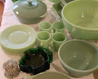 Green glass from oatmeal boxes, NEW Jadeite