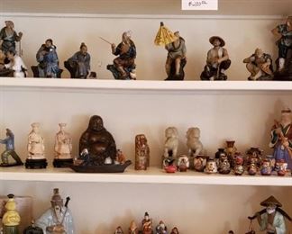 Black Panther Lamp on top, Asian figurines, Mud men