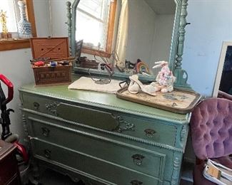 Painted antique dresser with mirror