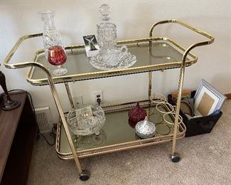 Brass/glass bar cart
