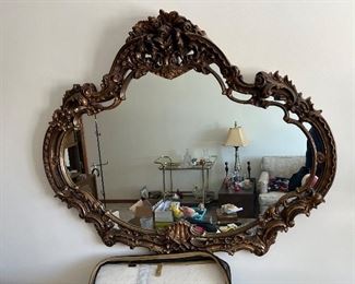 Large French Rococo style gold wall mirror