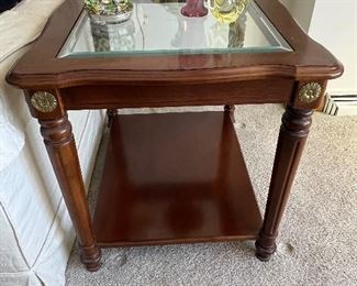 End table with glass insert (matching coffee table - photograph to follow)