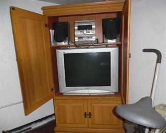 All electronics do function and work properly. Storage cabinet will be priced to sell.  