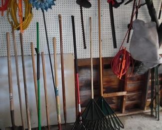 Rakes and extension cords too.  Lots and lots of lawn and garden equipment