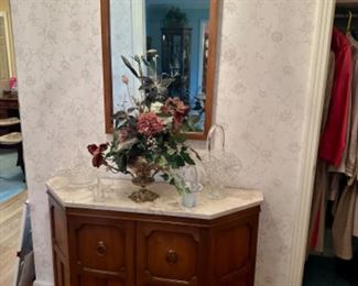 Vintage Marble Top Foyer Console Table