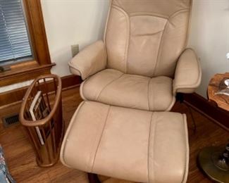 Leather Stress Less Recliner & Ottoman 