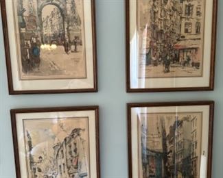 Vintage Ian Korthals Matching Street Scene Framed Prints