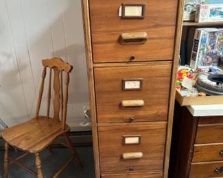 Vintage Wooden 3 Drawer File Cabinet