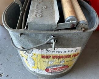 Vintage DeLuxe Metal Mop Bucket