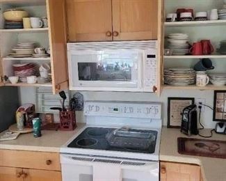 This is just some of the kitchen ware items that are for sale, not the stove or microwave