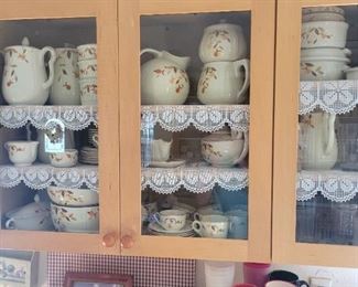 There is a very nice collection of these vintage dishes, two cupboards worth