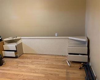 #7	Cream Formica 70's Style Headboard w/attached nightstands on either side - 128" Wide - 3 pieces 	 $175.00 
