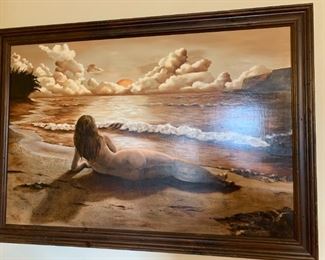 #16	Framed Oil Painting of naked lady by the sea by Joy Beeson - 53x37	 $275.00 
