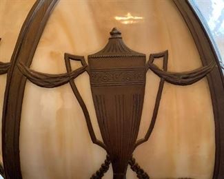 #17	 Bronze Art Deco Style Lamp - 22" Tall w/glass Shade w/bronze Urn Motif	 $300.00 
