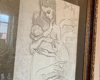 #19	Wood Bronze Frame w/reproduction Picasso Print - 28x33	 $100.00 
