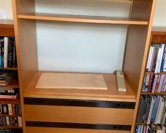 #28	3 drawer, 2 shelf Mid-Century Bookcase - 36x18x58	 $175.00 
