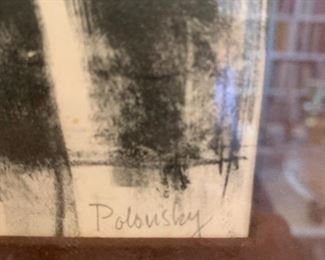 #53	Framed Charcoal signed by Polousky of a Portrait - 19x19	 $75.00 
