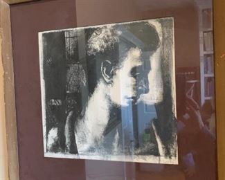 #53	Framed Charcoal signed by Polousky of a Portrait - 19x19	 $75.00 
