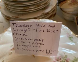 #124	Theodore Haviland Limoges "Pink rose" China	 $60.00 
