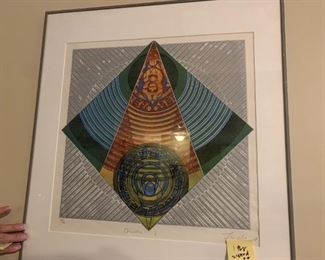 #133	Signed & Numbered 1968 Mid-Century Abstract Tribal Material 	 $225.00 
