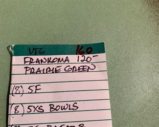 #160	Frankoma prairie green 25 pieces of china 	 $120.00 
